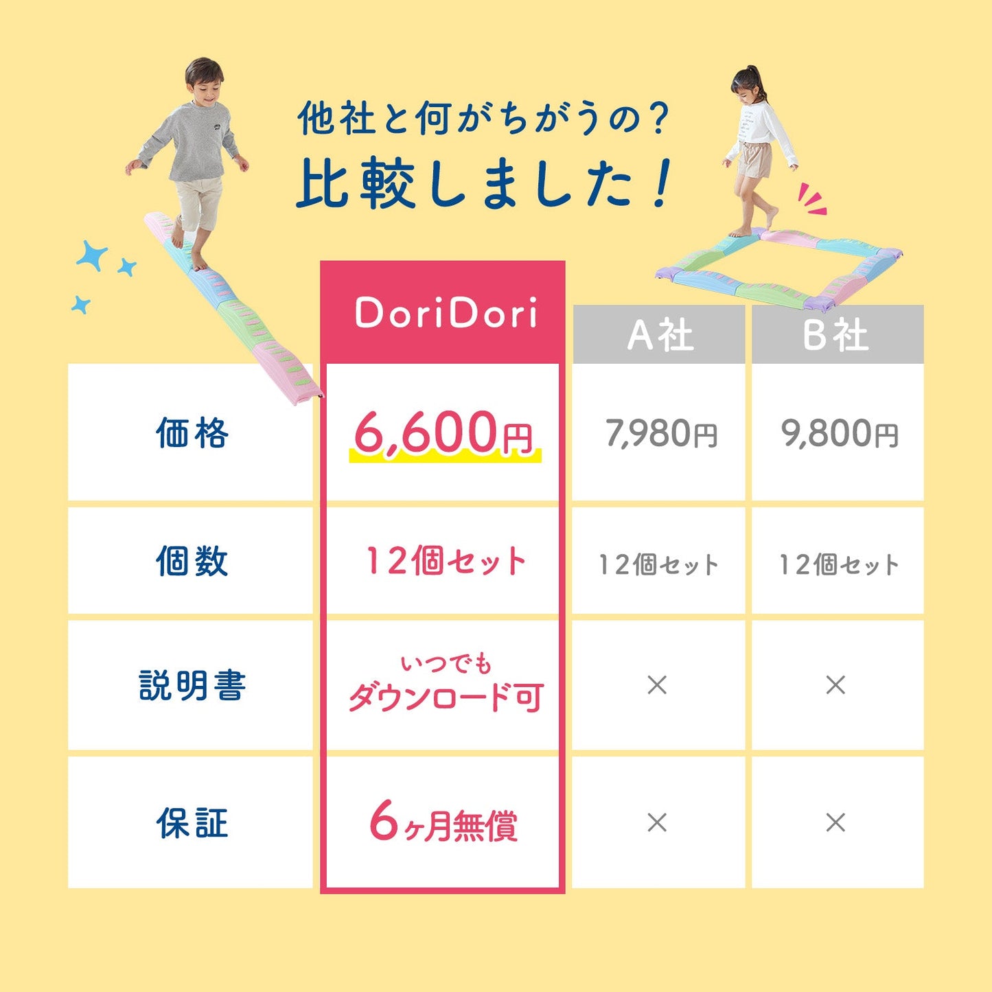 バランスブロック 直線12個セット | DoriDori(ドリドリ)
