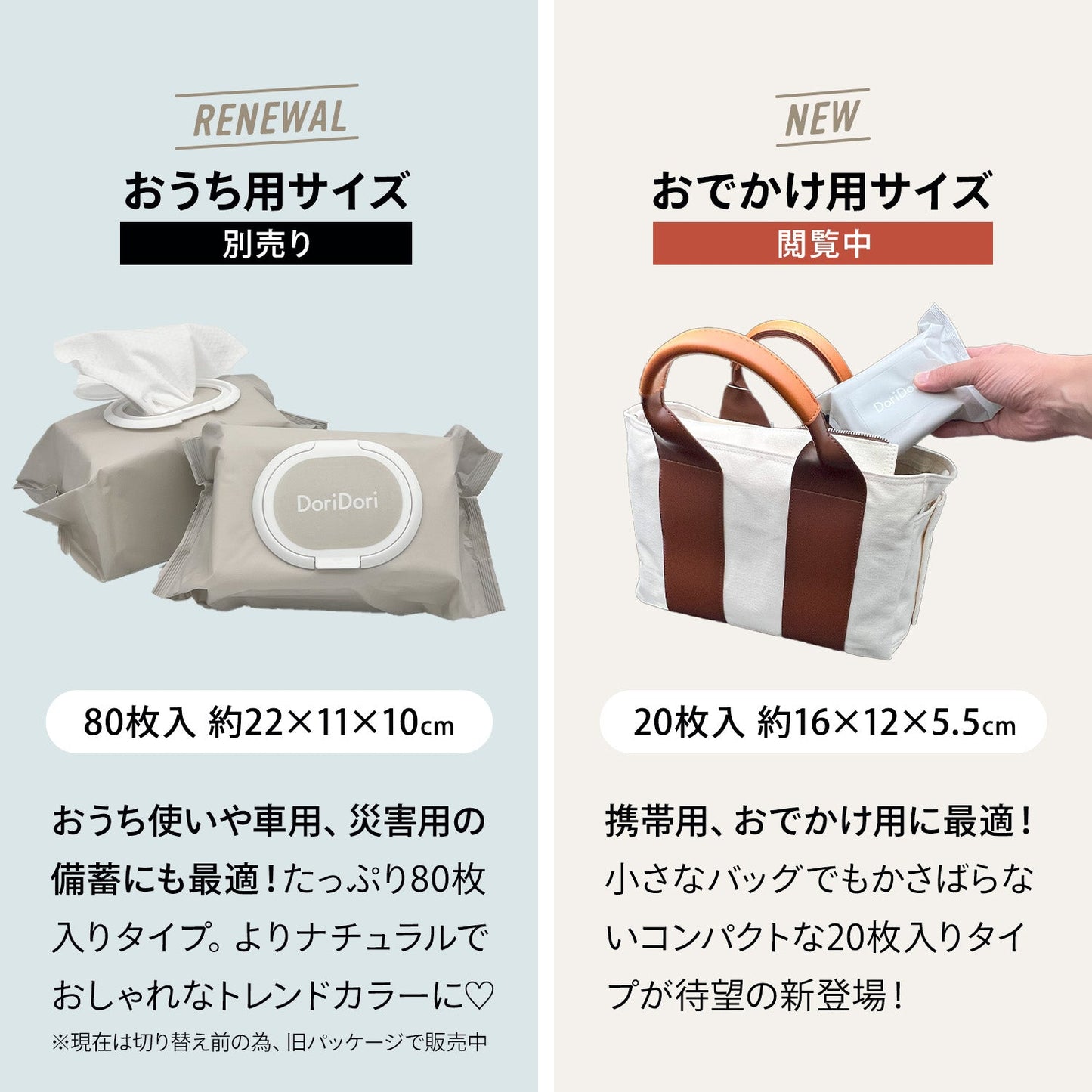 \おでかけ用サイズ新登場!/おしりふき 手口ふき ウェットティッシュ 20枚入り×20個セット | DoriDori(ドリドリ)