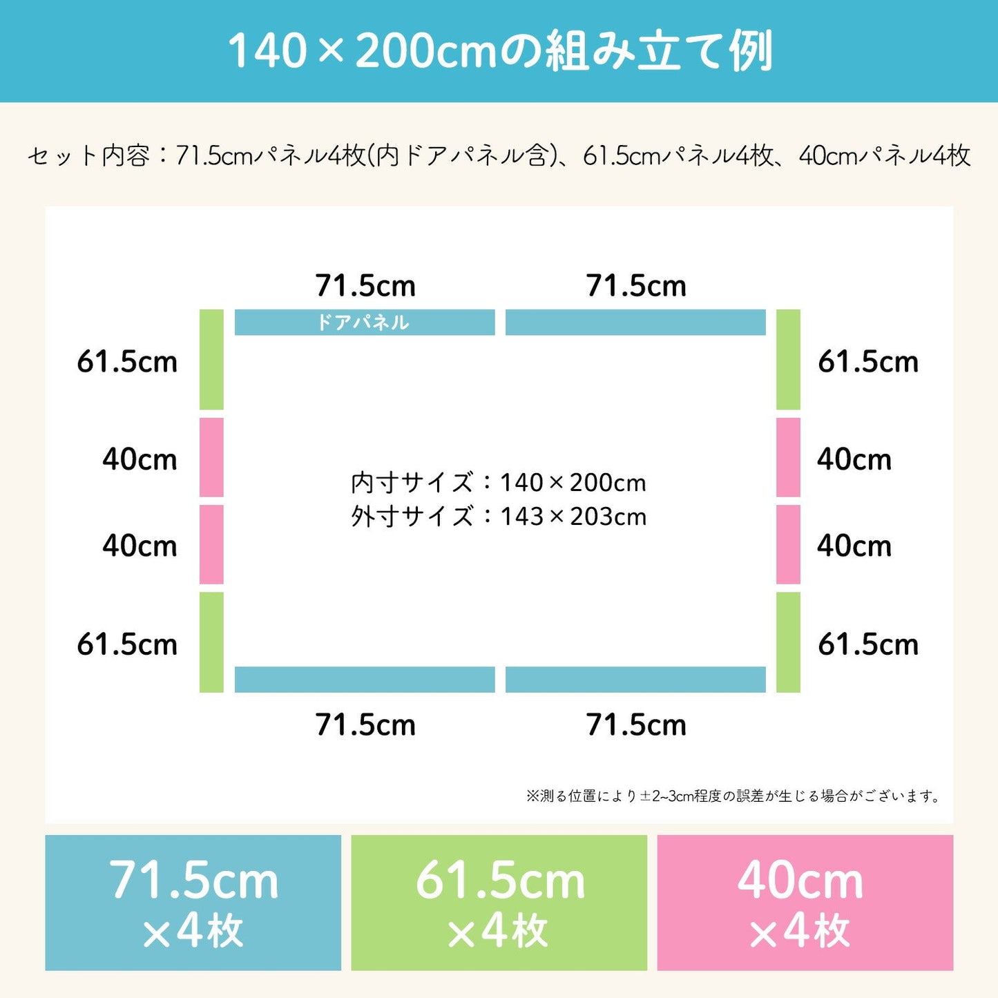 \レビュープレゼント中/ ベビーサークル ドア付き 140×200cm 130×160cm