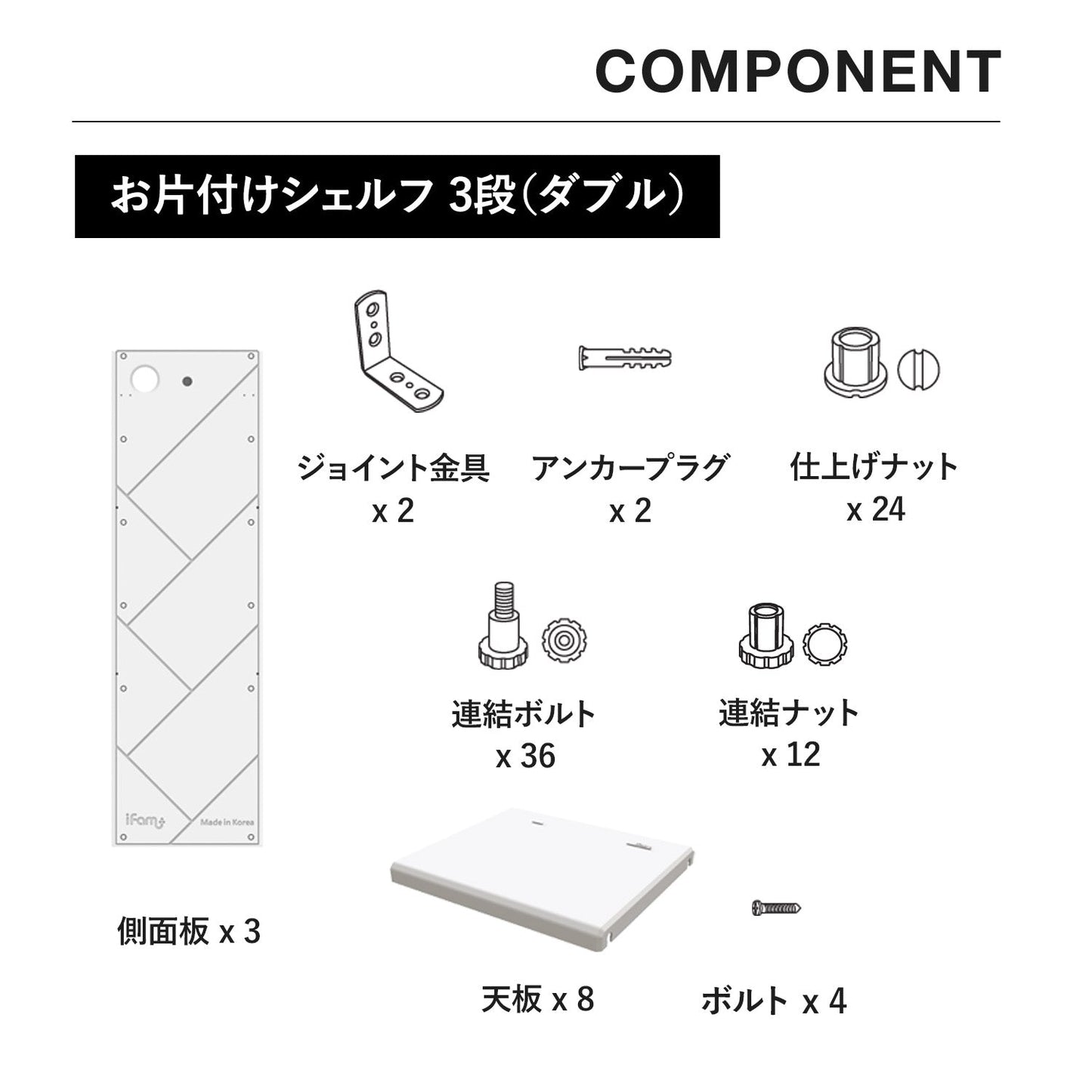 お片付けシェルフ3段ダブル MIPICK MODULE ORGANIZER 3-LEVEL | iFam(アイファム)