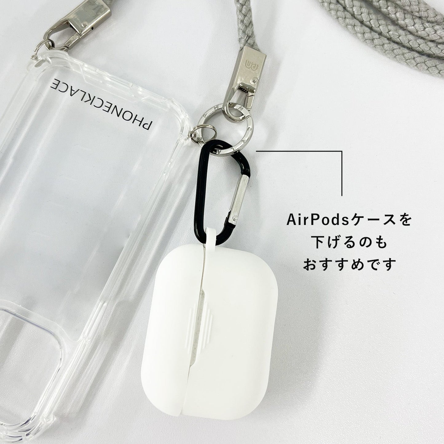 クリアスマホケース本体 Logo Ring Case / Gold | PHONECKLACE(フォンネックレス)