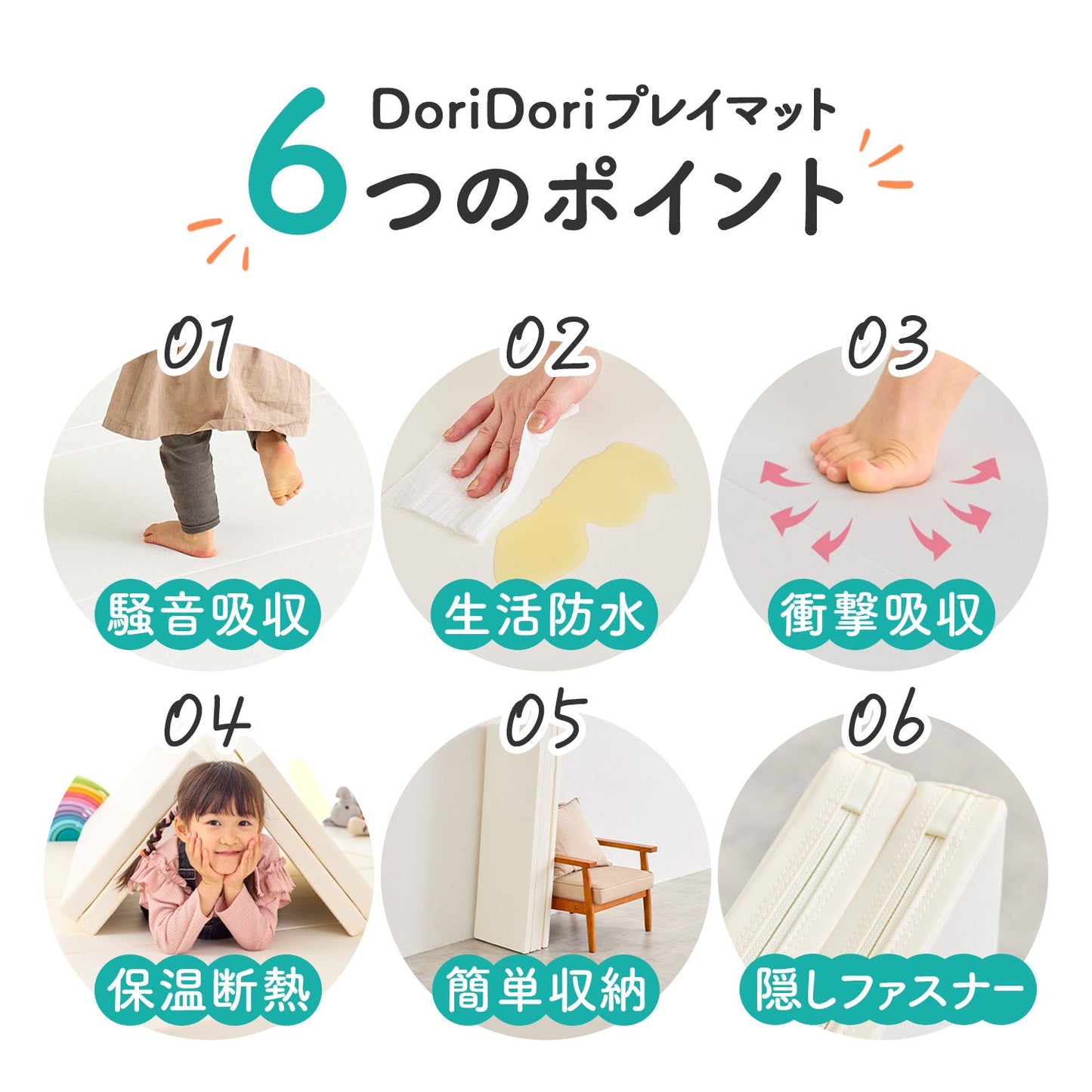 ＼レビュープレゼント中／ 【シームレス＆4つ折り 選べる2タイプ】折りたたみプレイマット200×140cm 160x120cm | DoriDori（ドリドリ）