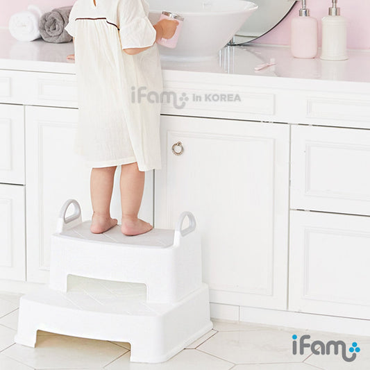 キッズステップ ヘリンボーンハンドル付きステップスツール | iFam（アイファム）
