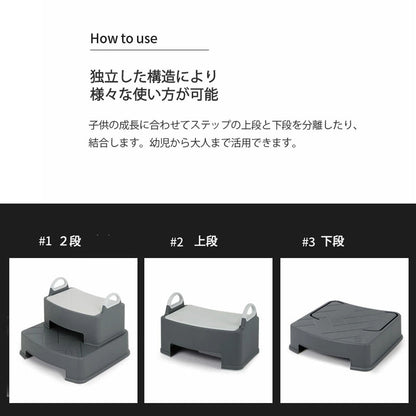 キッズステップ ヘリンボーンハンドル付きステップスツール | iFam（アイファム）